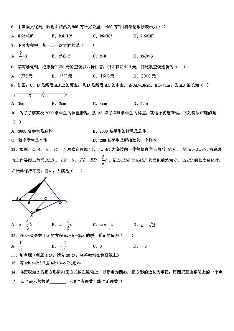 2026届陕西省宝鸡凤翔县联考数学七年级第一学期期末经典模拟试题含解析第2页