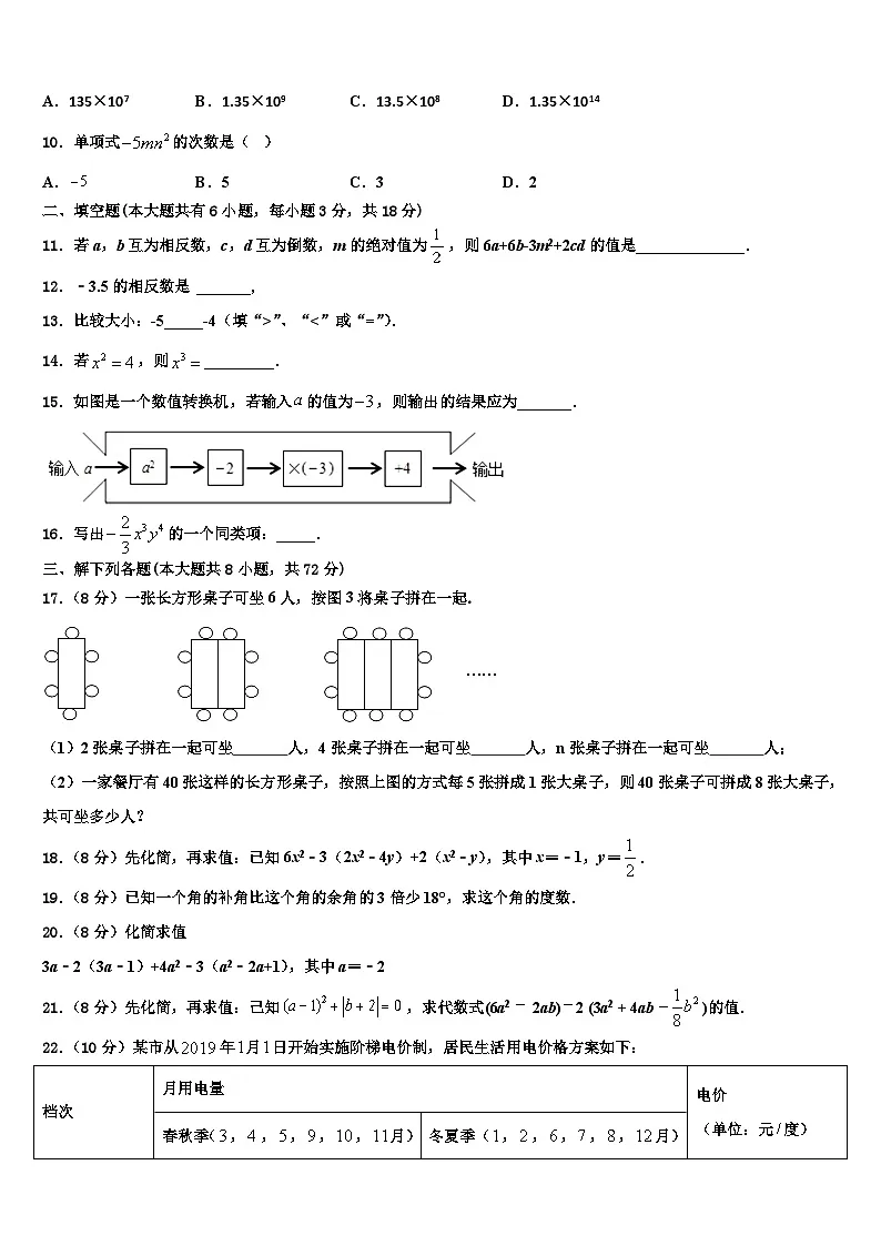 2026届四川绵阳富乐国际学校七年级数学第一学期期末考试模拟试题含解析第2页