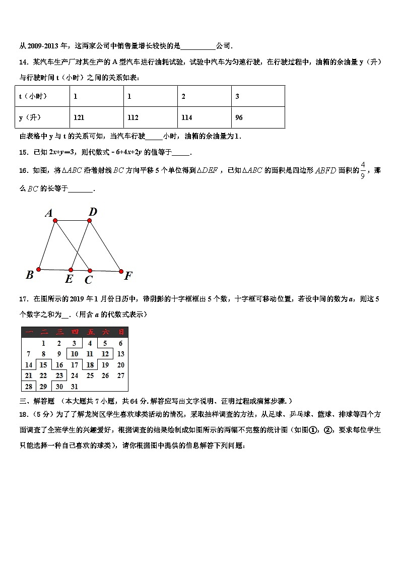 2026届四川省雅安市名校数学七上期末联考试题含解析第3页