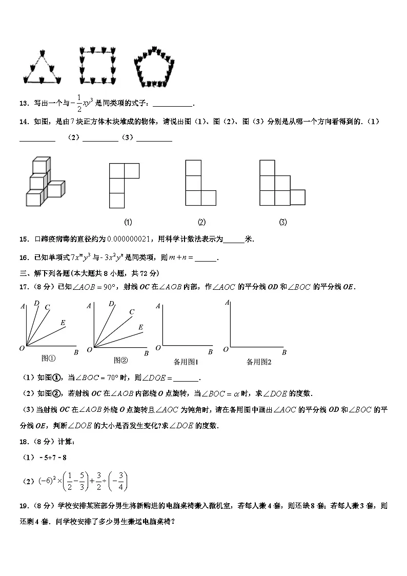 2026届四川省南充市西南石油院附属学校七年级数学第一学期期末复习检测试题含解析第3页