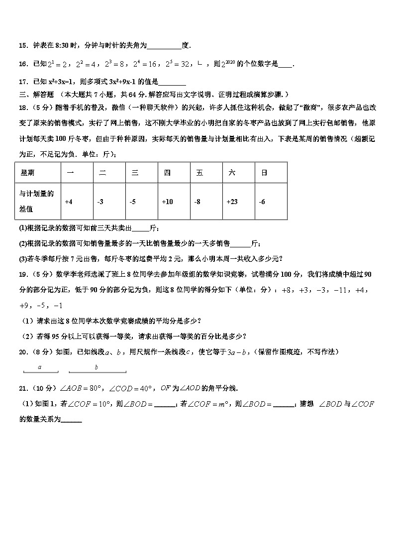 2026届四川省宁南县七年级数学第一学期期末教学质量检测模拟试题含解析第3页