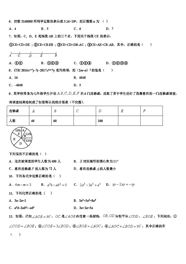 2026届四川省乐山市夹江中学数学七上期末联考模拟试题含解析第2页