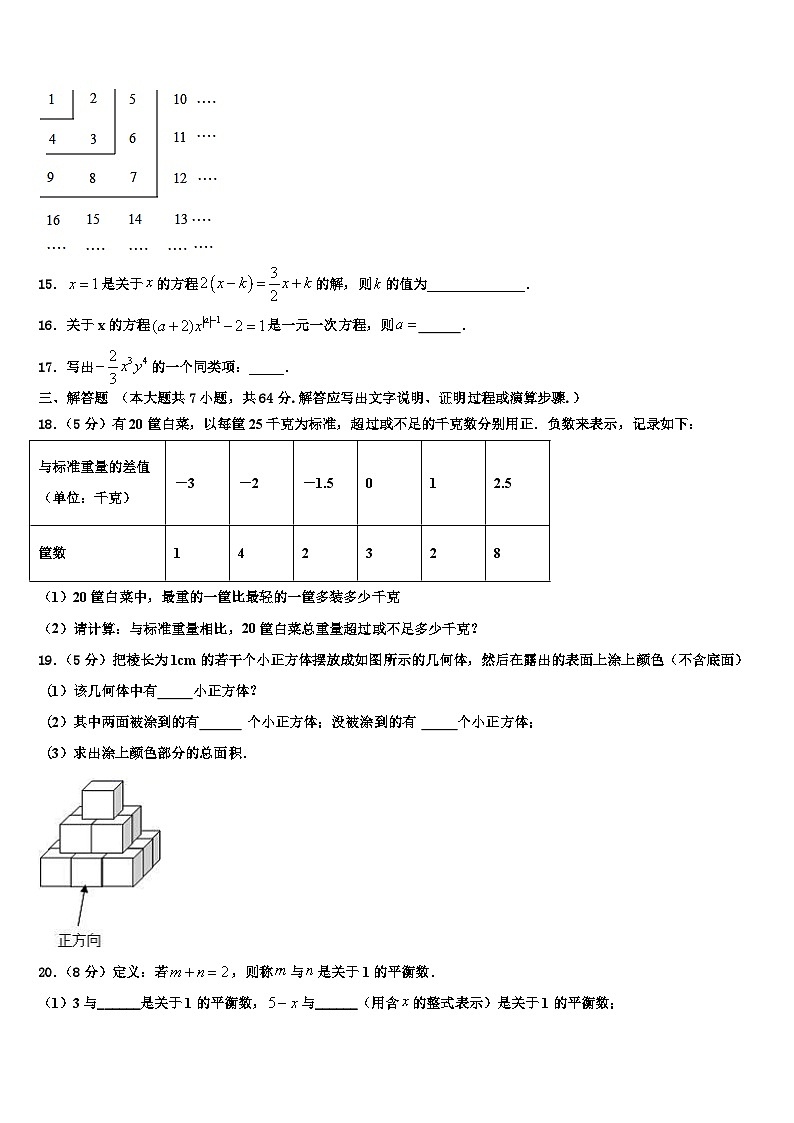 2026届四川省乐山外国语学校数学七年级第一学期期末预测试题含解析第3页