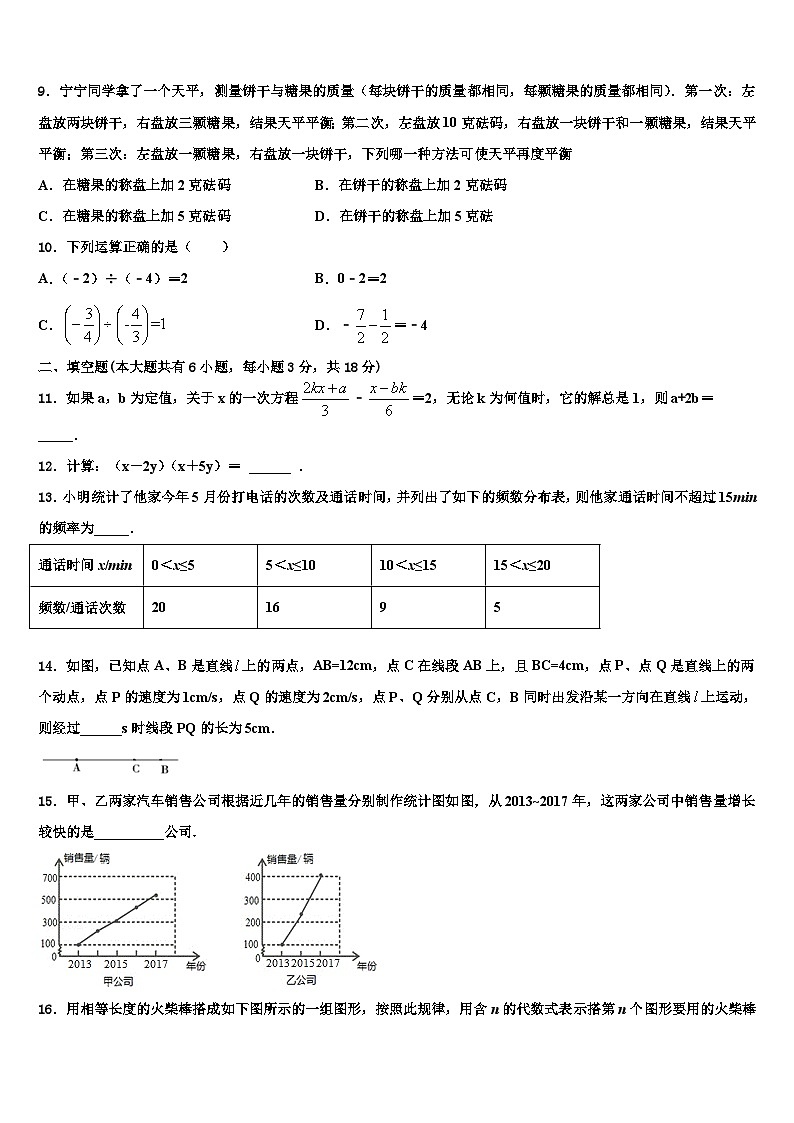 2026届天津市河东区天铁一中学数学七年级第一学期期末达标测试试题含解析第2页