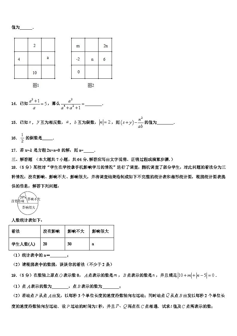 2026届天津市塘沽区一中学数学七上期末联考试题含解析第3页