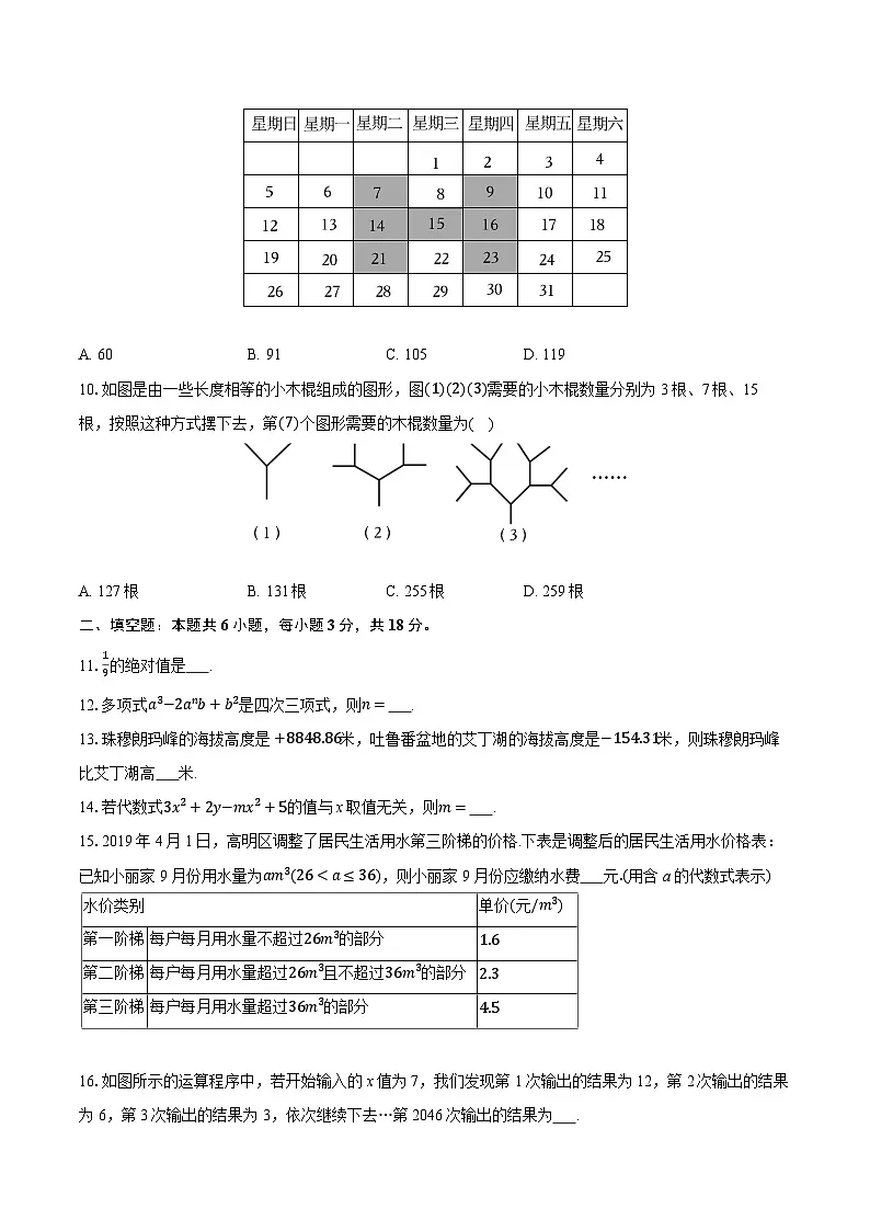 2025-2026学年广东省广州四十一中教育集团七年级（上）期中数学试卷第2页