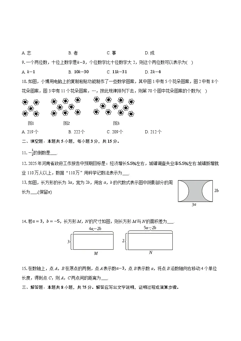 2025-2026学年河南省郑州市新郑市七年级（上）期中数学试卷（有答案和解析）第2页