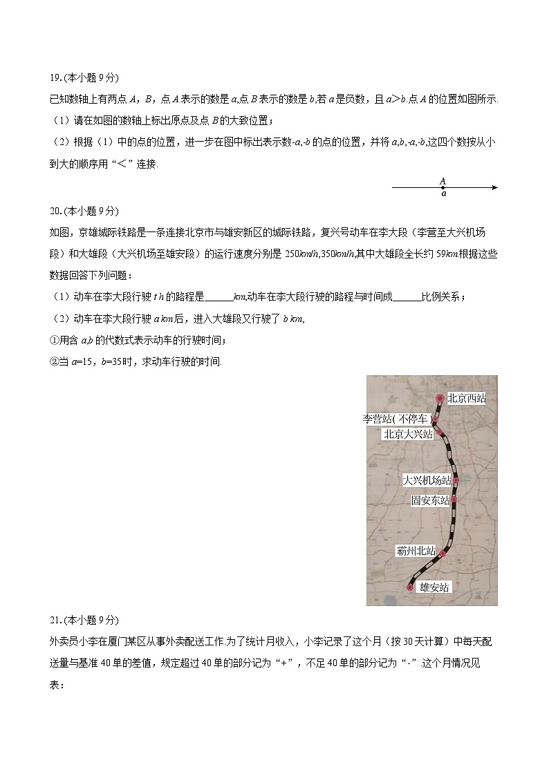 2025-2026学年福建省厦门六中七年级（上）期中数学试卷-自定义类型第3页