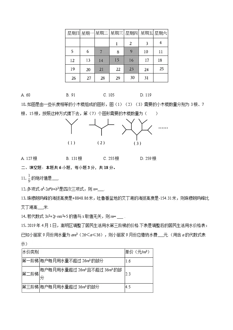 2025-2026学年广东省广州四十一中教育集团七年级（上）期中数学试卷-自定义类型第2页