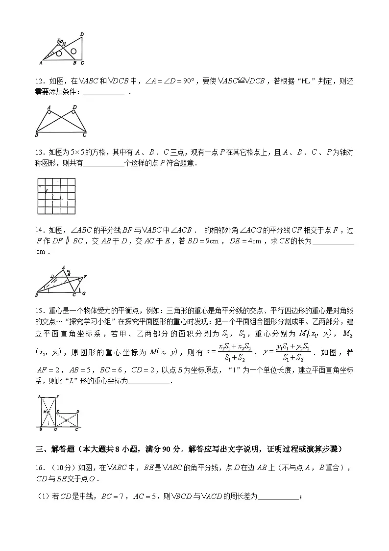 新疆 乌鲁木齐市第一○三中学2025-2026学年上学期八年级期中考试数学试卷(无答案)第3页