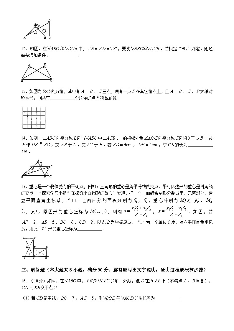 新疆 乌鲁木齐市第一○三中学2025-2026学年上学期八年级期中考试数学试卷(无答案)第3页