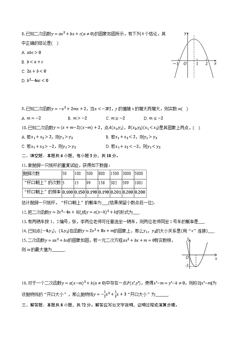 2025-2026学年浙江省杭州市滨江区闻涛中学九年级（上）月考数学试卷（10月份）（有答案和解析）第2页