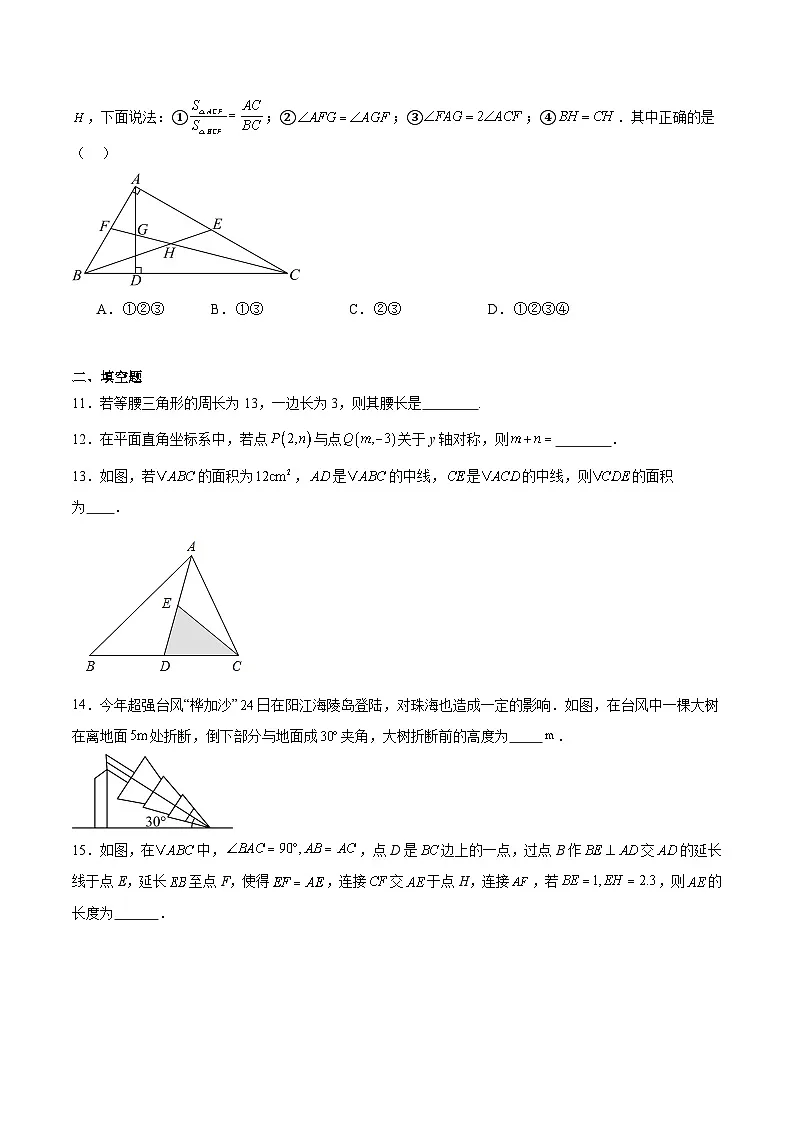 广东省珠海市香洲区五校联考2025-2026学年八年级上学期11月期中考试数学试卷（含答案）第3页