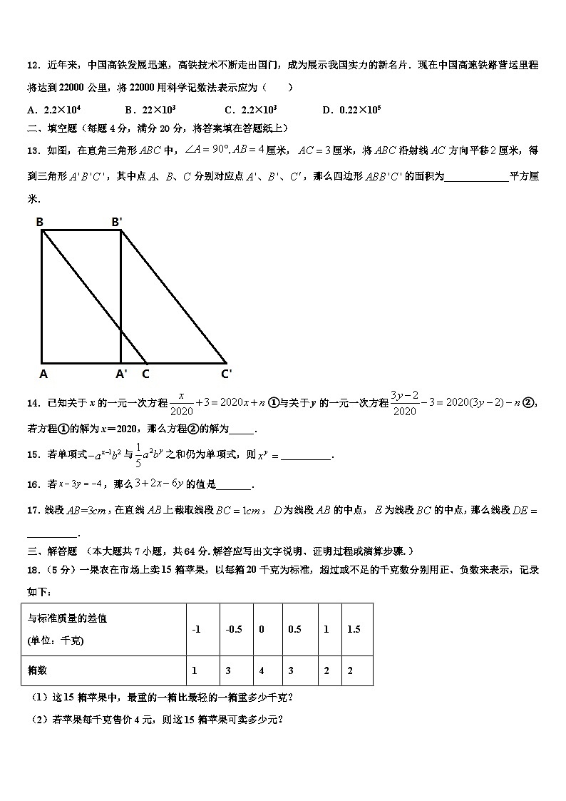 2026届浙江省台州市温岭市数学七上期末教学质量检测模拟试题含解析第3页