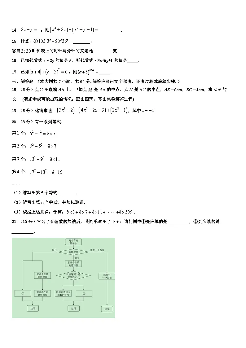 2026届重庆市万州区七年级数学第一学期期末质量跟踪监视试题含解析第3页