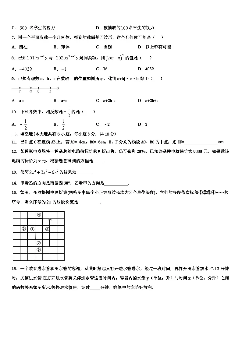 甘肃省兰州市外国语学校2026届数学七年级第一学期期末考试模拟试题含解析第2页