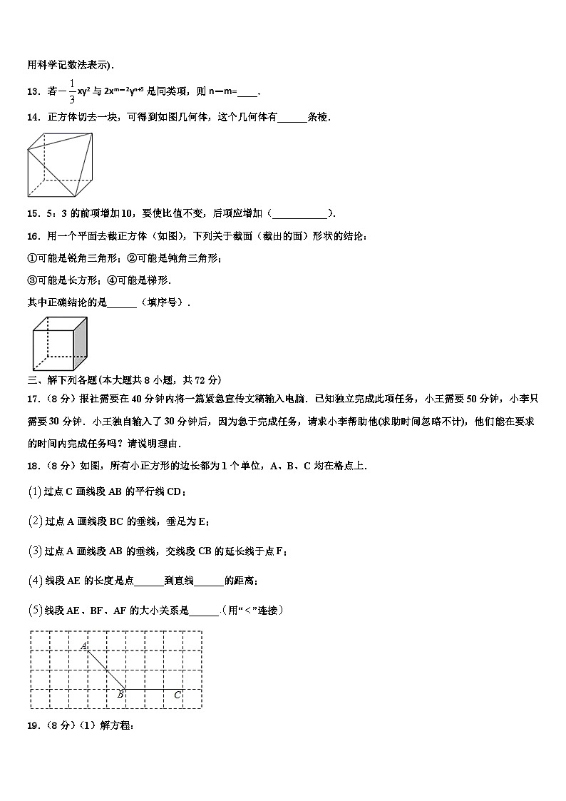 广东省广州市荔湾区广雅实验学校2026届七年级数学第一学期期末监测模拟试题含解析第3页