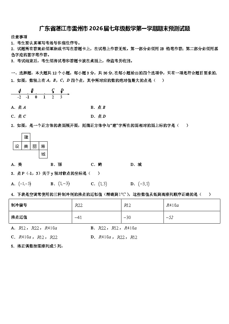 广东省湛江市雷州市2026届七年级数学第一学期期末预测试题含解析第1页