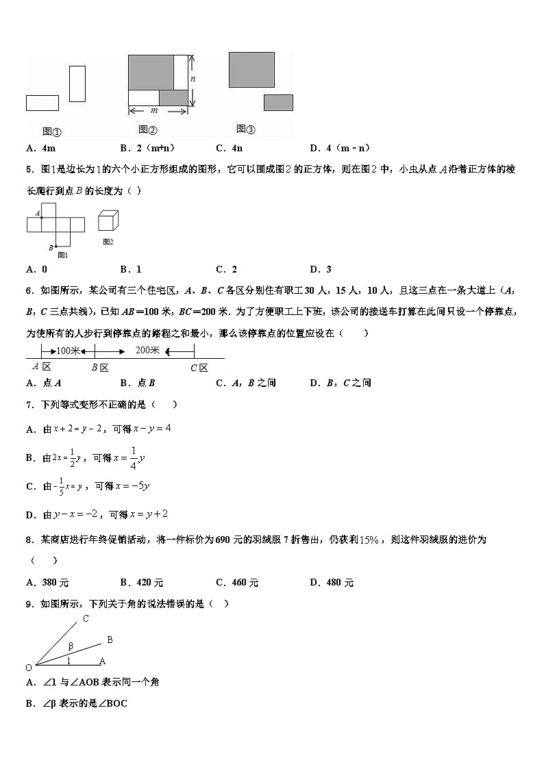 广西柳州市城中区文华中学2026届七年级数学第一学期期末综合测试模拟试题含解析第2页