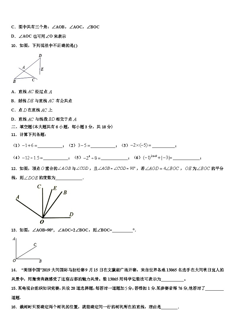 广西柳州市城中区文华中学2026届七年级数学第一学期期末综合测试模拟试题含解析第3页