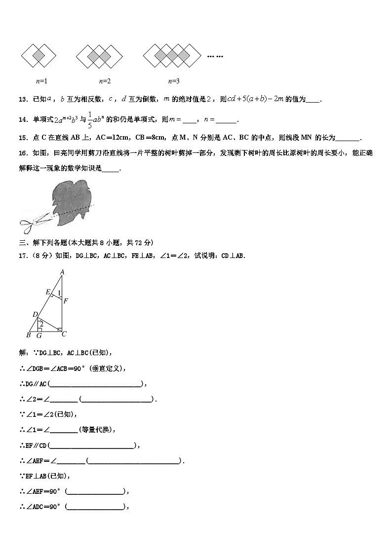广东省深圳市福田区2026届数学七年级第一学期期末联考试题含解析第3页