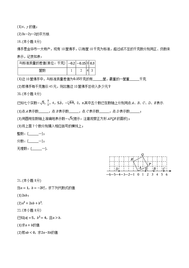 2025-2026学年浙江省丽水市莲都区七年级（上）期中数学试卷第3页