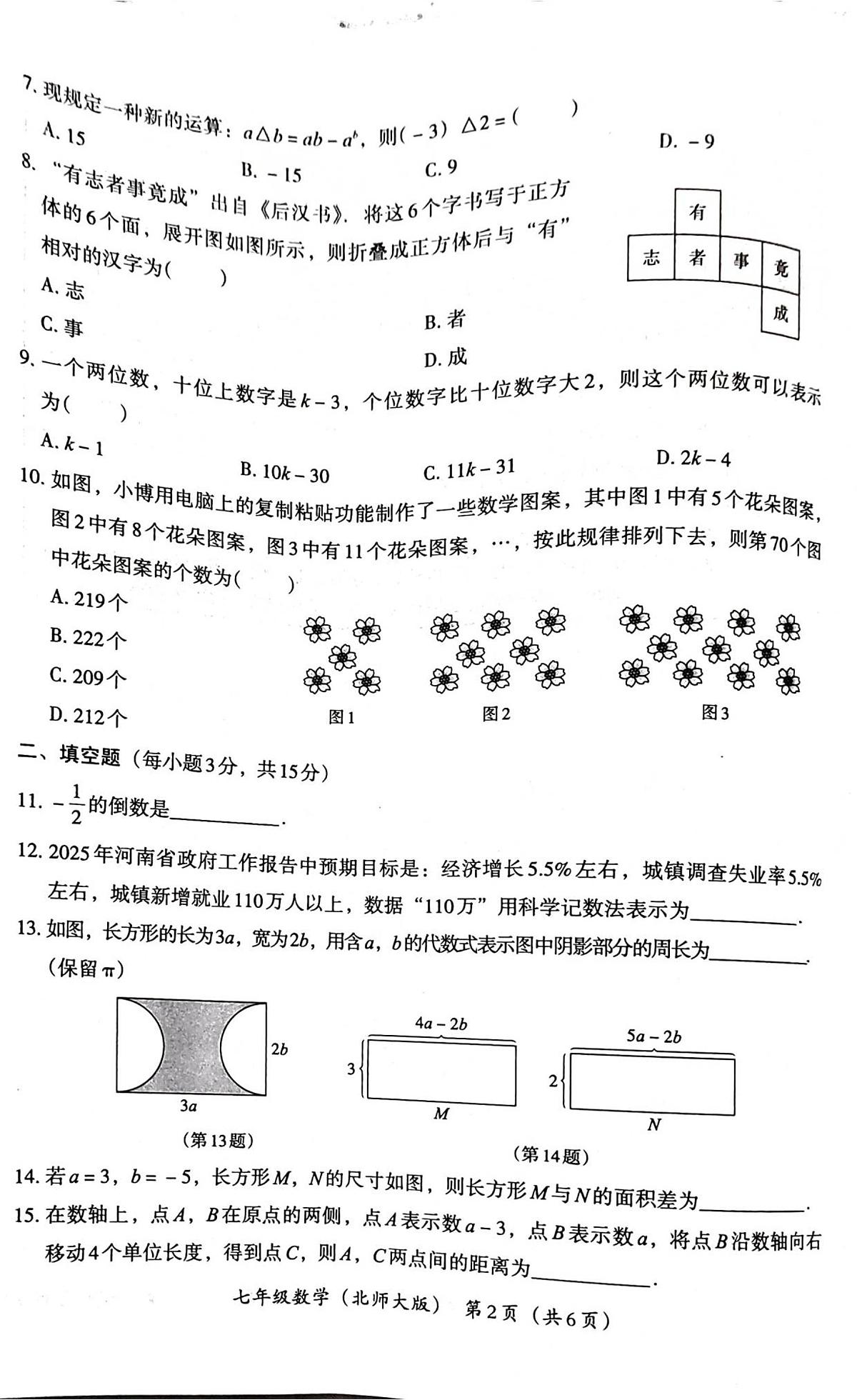 河南省郑州市新郑市2025-2026学年七年级上学期11月期中 数学试题（PDF版）第2页
