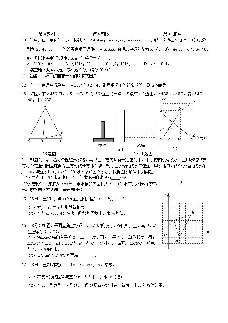安徽省六安市第九中学2025-2026学年上学期八年级 数学期中试卷第2页