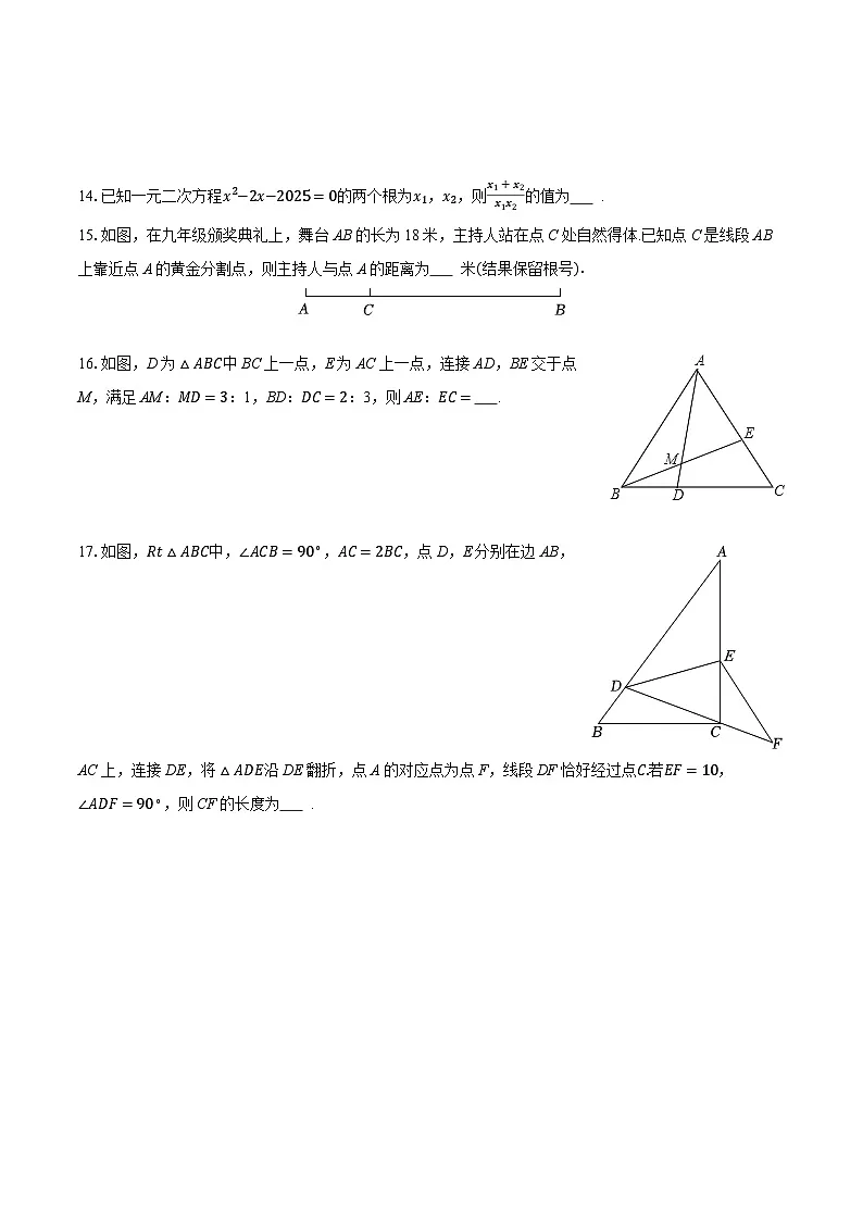 2025-2026学年四川省成都市成华区列五中学九年级（上）期中数学试卷第3页