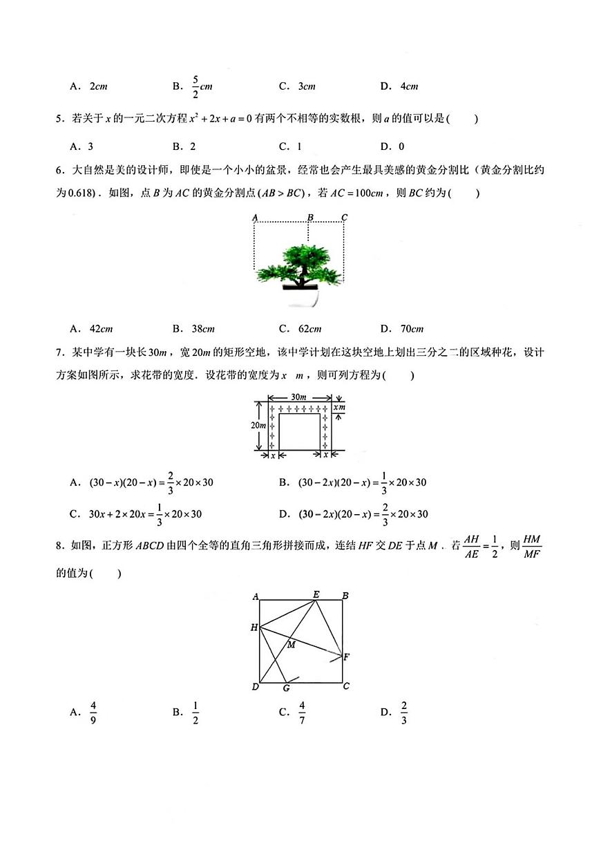 广东省深圳市南山区深圳湾学校2025-2026学年九年级上学期期中 数学试卷（PDF版）第2页