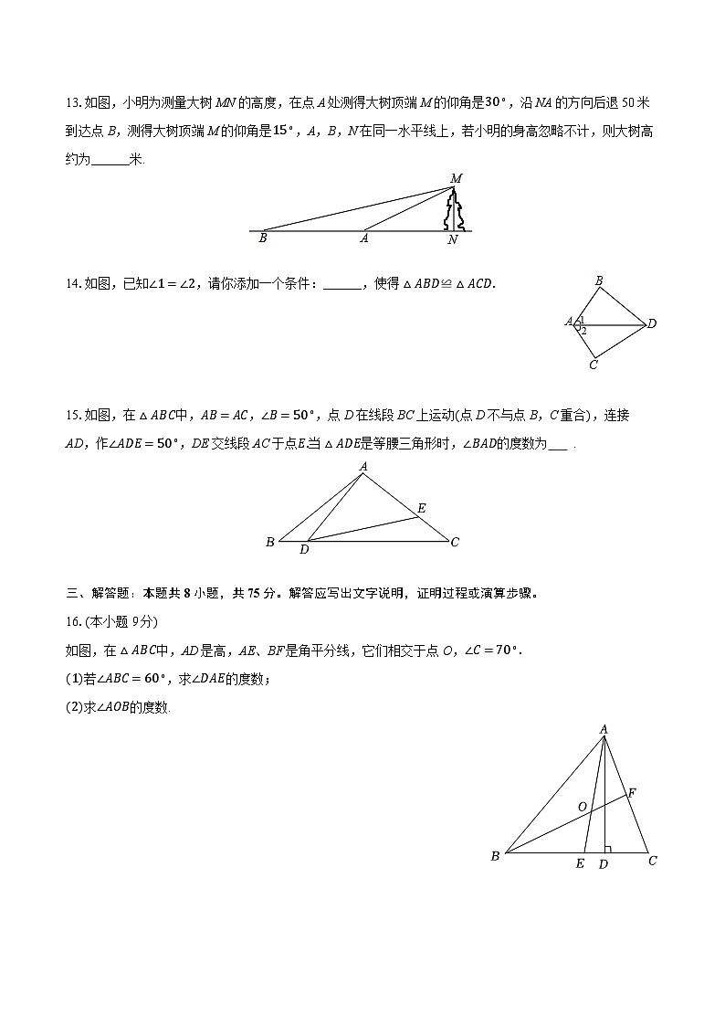 2025-2026学年河南省洛阳市西工区八年级（上）期中数学试卷第3页