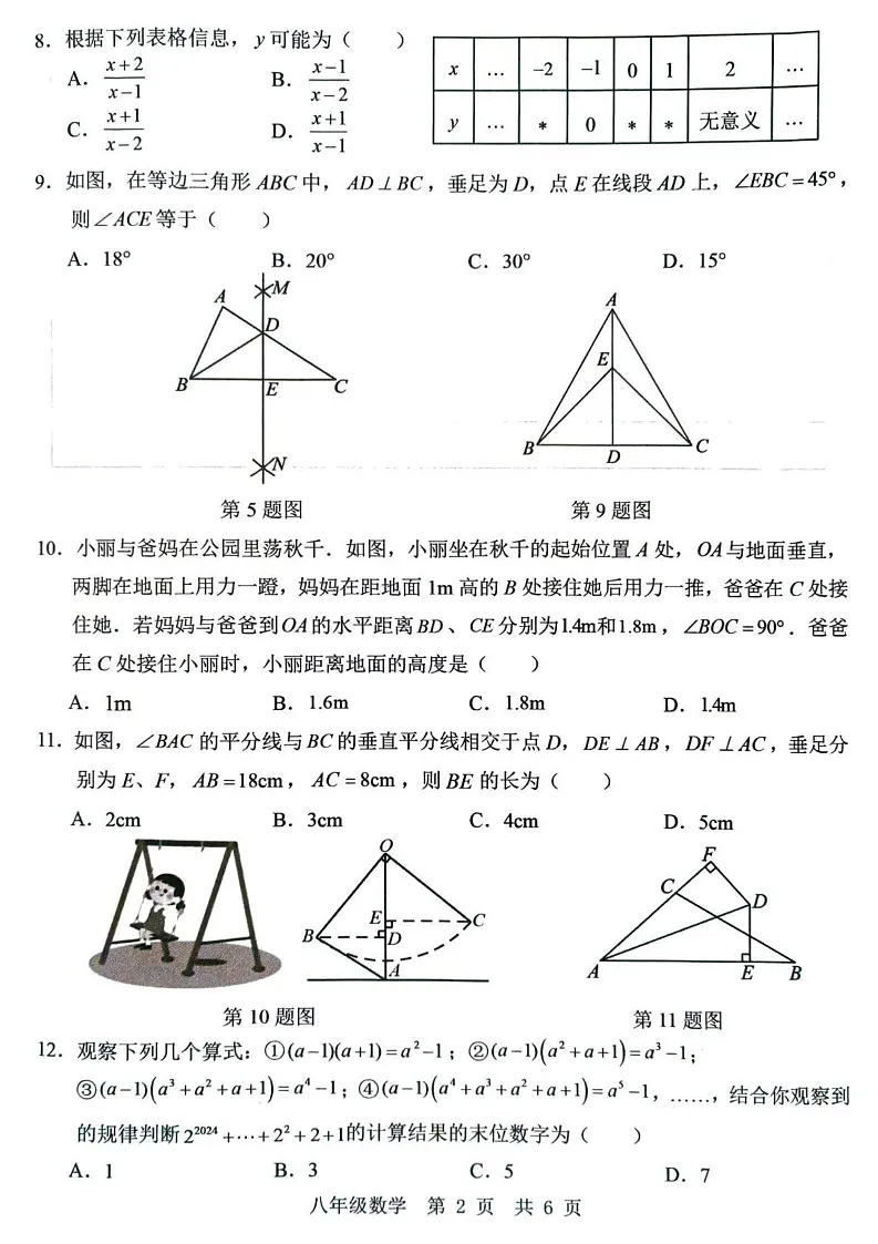 山东省济宁市泗水县、鱼台县2024-2025学年八年级上学期期末数学试题第2页