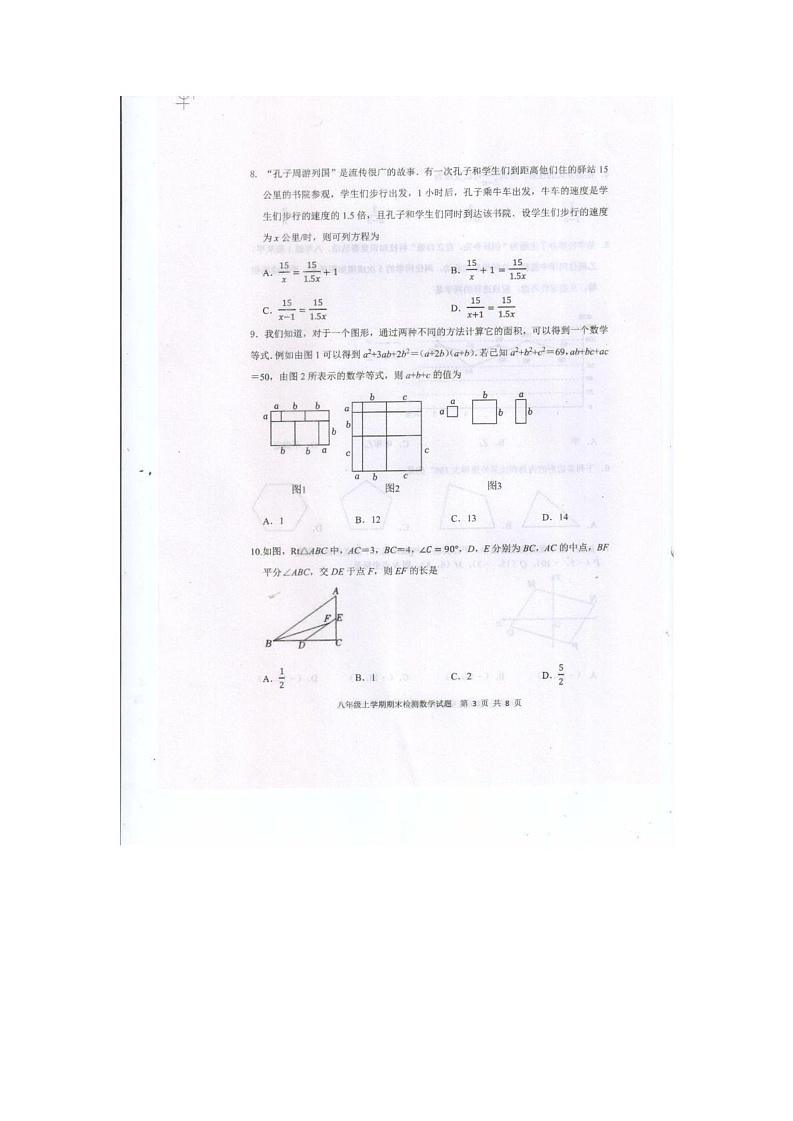 山东省泰安市新泰市2024-2025学年八年级上学期1月期末数学试题第3页