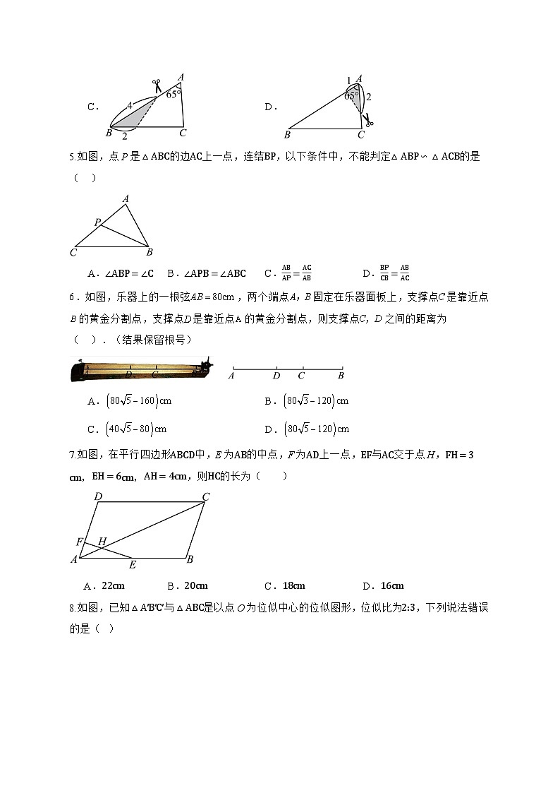 第23章图形的相似巩固训练2025—2026学年华东师大版九年级数学上册 [含答案]第2页