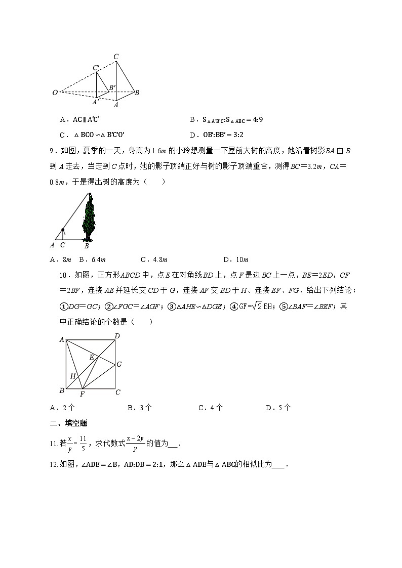 第23章图形的相似巩固训练2025—2026学年华东师大版九年级数学上册 [含答案]第3页