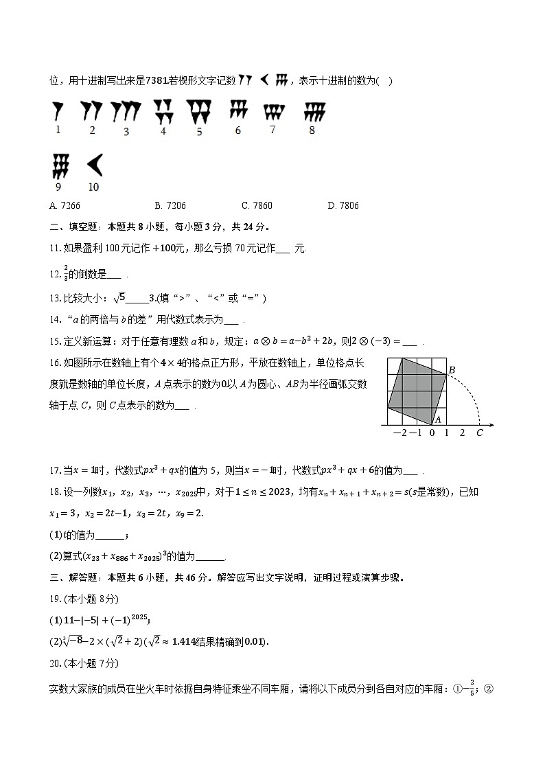 2025-2026学年浙江省温州实验中学七年级（上）期中数学试卷（有答案和解析）第2页