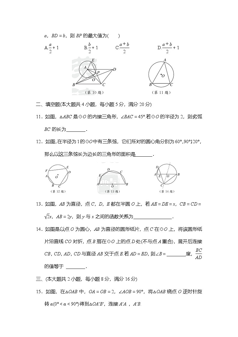 第24章 圆 综合素质评价卷（含答案）2025-2026学年沪科版九年级数学下册第3页