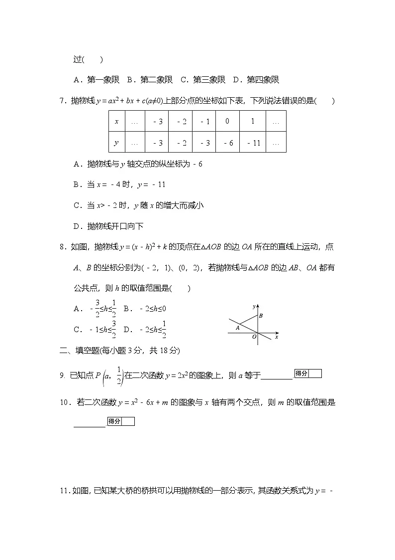 第26章 二次函数 学情评估卷（含答案）2025-2026学年华东师大版九年级数学下册第2页