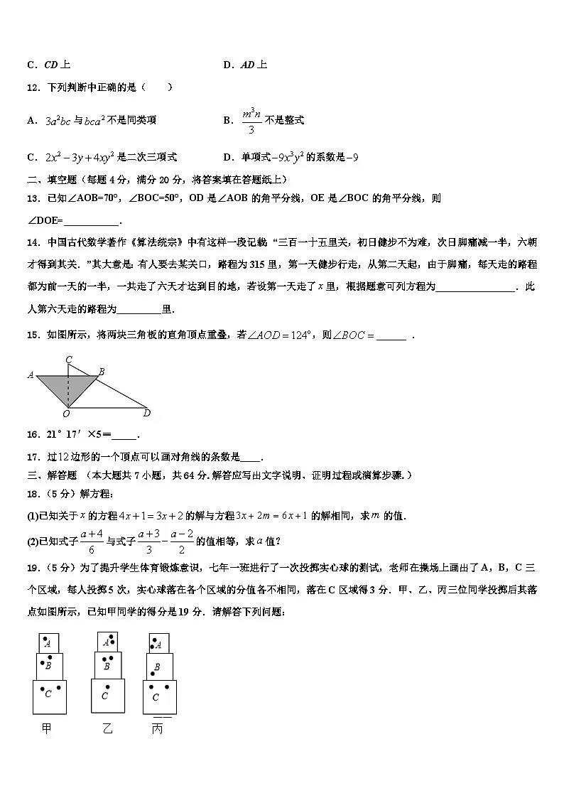 河北省石家庄市裕华区实验中学2026届数学七上期末检测模拟试题含解析第3页