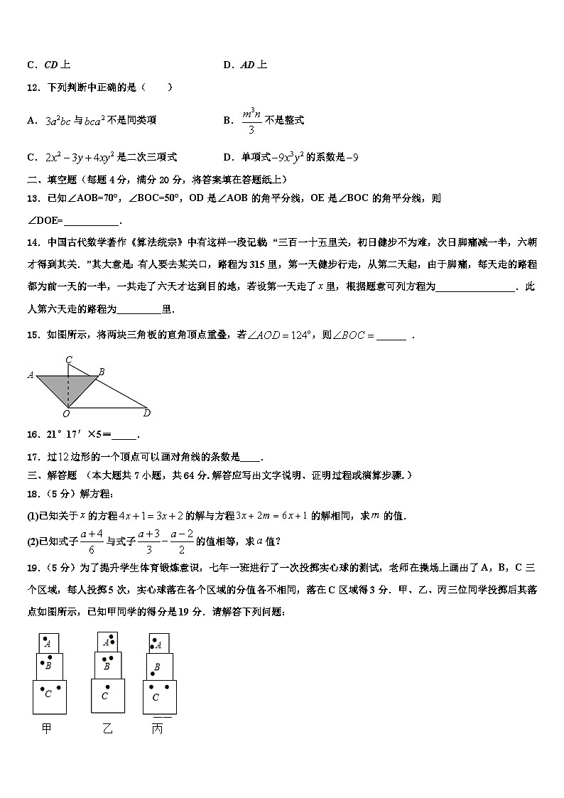 河北省石家庄市裕华区实验中学2026届数学七上期末检测模拟试题含解析第3页