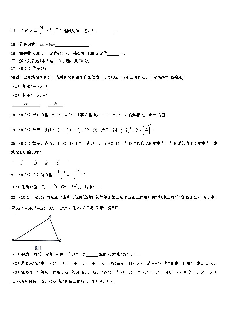 湖北武汉黄陂区2026届数学七上期末质量跟踪监视试题含解析第3页
