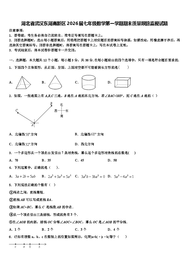 湖北省武汉东湖高新区2026届七年级数学第一学期期末质量跟踪监视试题含解析第1页