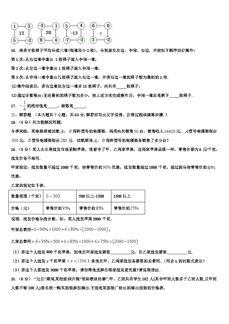 吉林省吉林市吉化九中学2026届七年级数学第一学期期末学业质量监测试题含解析第3页