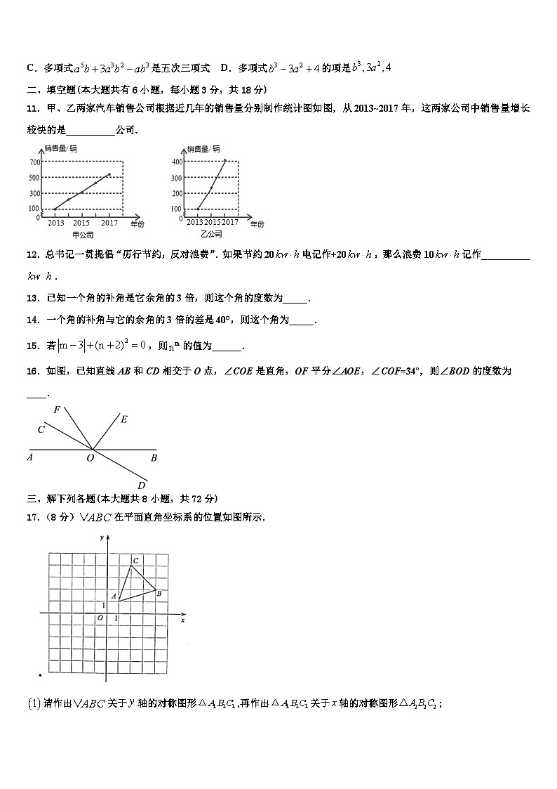 吉林省前郭县联考2026届数学七上期末学业质量监测试题含解析第2页