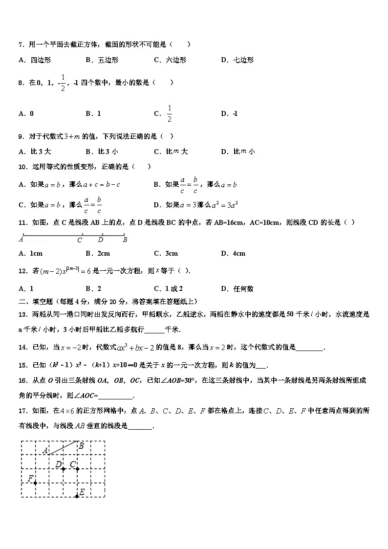 吉林省辽源东辽县联考2026届七年级数学第一学期期末统考模拟试题含解析第2页