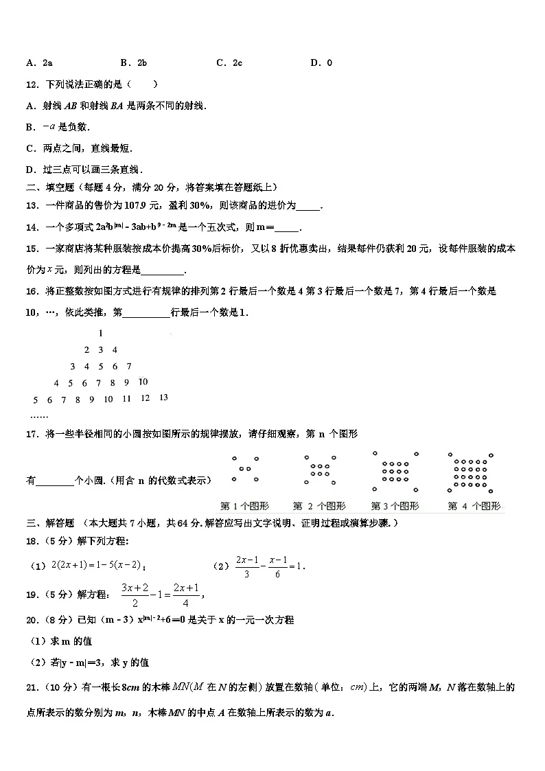 湖南省浏阳市部分学校2026届七年级数学第一学期期末学业水平测试模拟试题含解析第3页