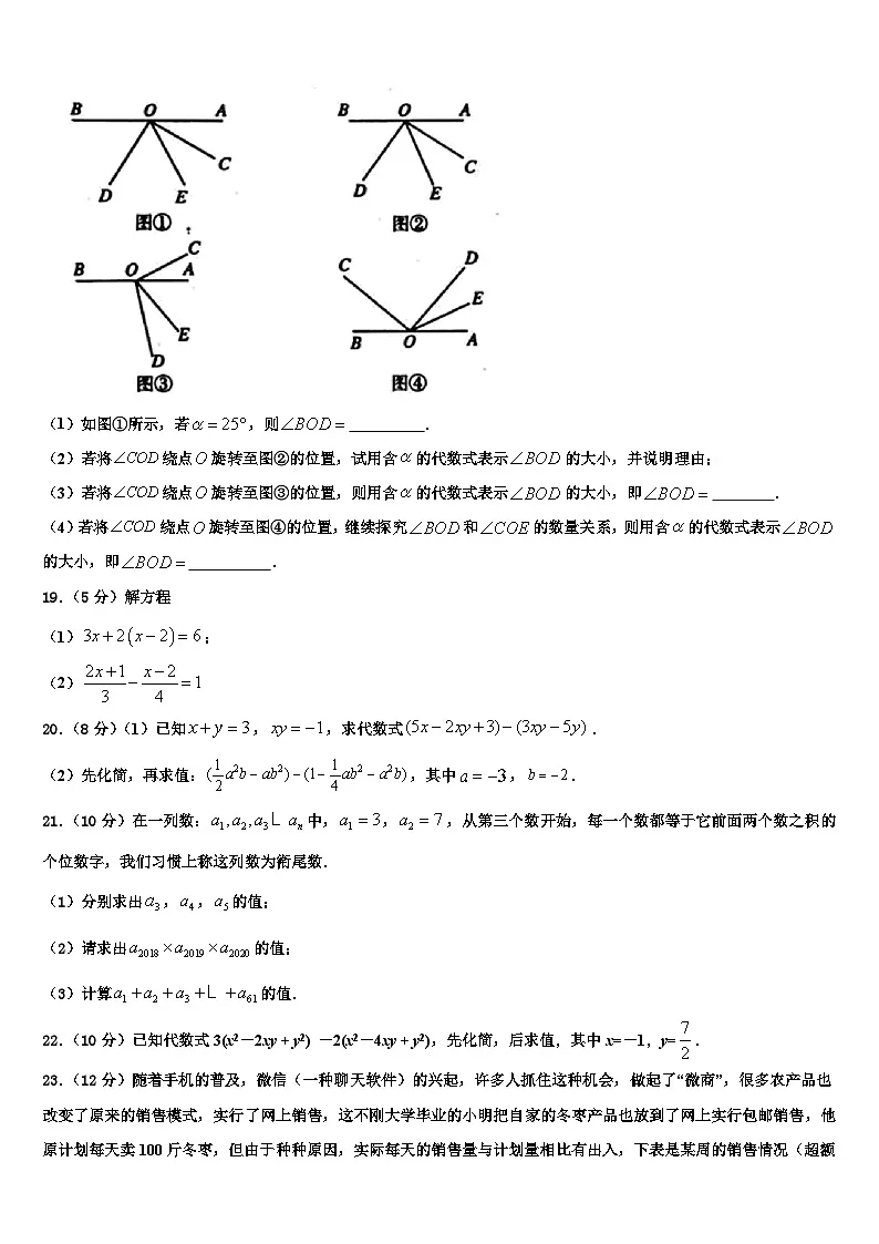 湖北省武汉市六中学致诚中学2026届七年级数学第一学期期末学业水平测试模拟试题含解析第3页