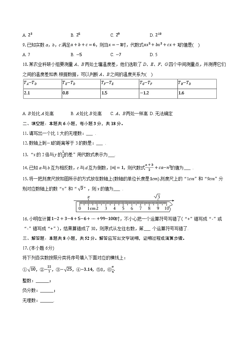 2025-2026学年浙江省衢州市柯城区兴华中学七年级（上）期中数学试卷（有答案和解析）第2页