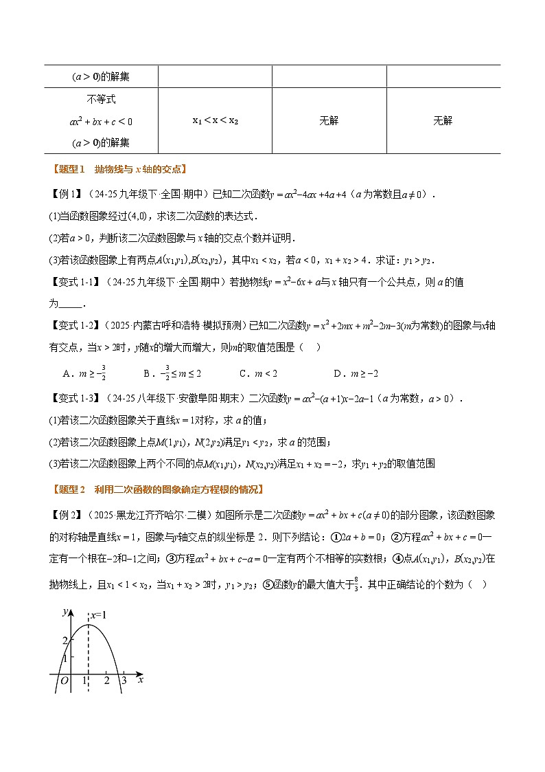 专题5.4 二次函数与一元二次方程（举一反三讲义）数学苏科版九年级下册（原卷版）第3页