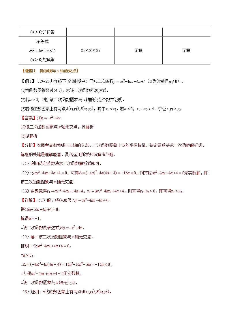 专题5.4 二次函数与一元二次方程（举一反三讲义）数学苏科版九年级下册（解析版）第3页